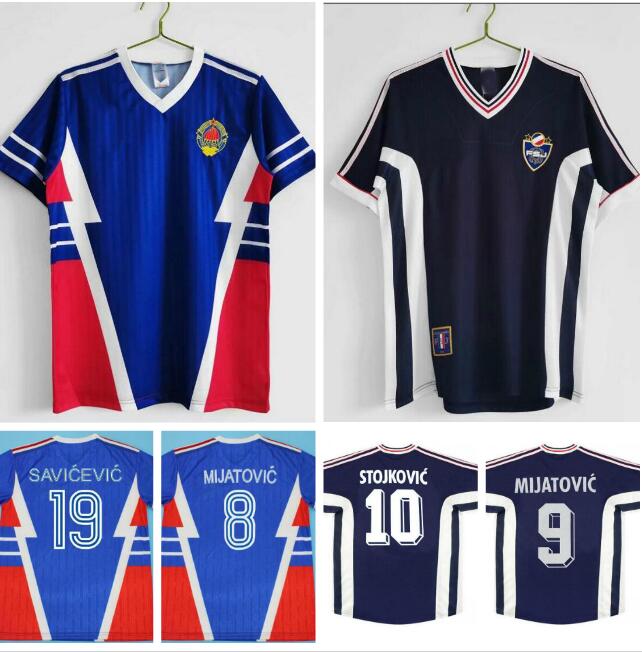 

tops quality World Cup Yugoslavia retro Soccer Jersey 1990 1998 1999 2000 home away Mijatovic Savicevic #9 MILOSEVIC #10 STOJKOVIC Vintage Classic Football Shirts, Black