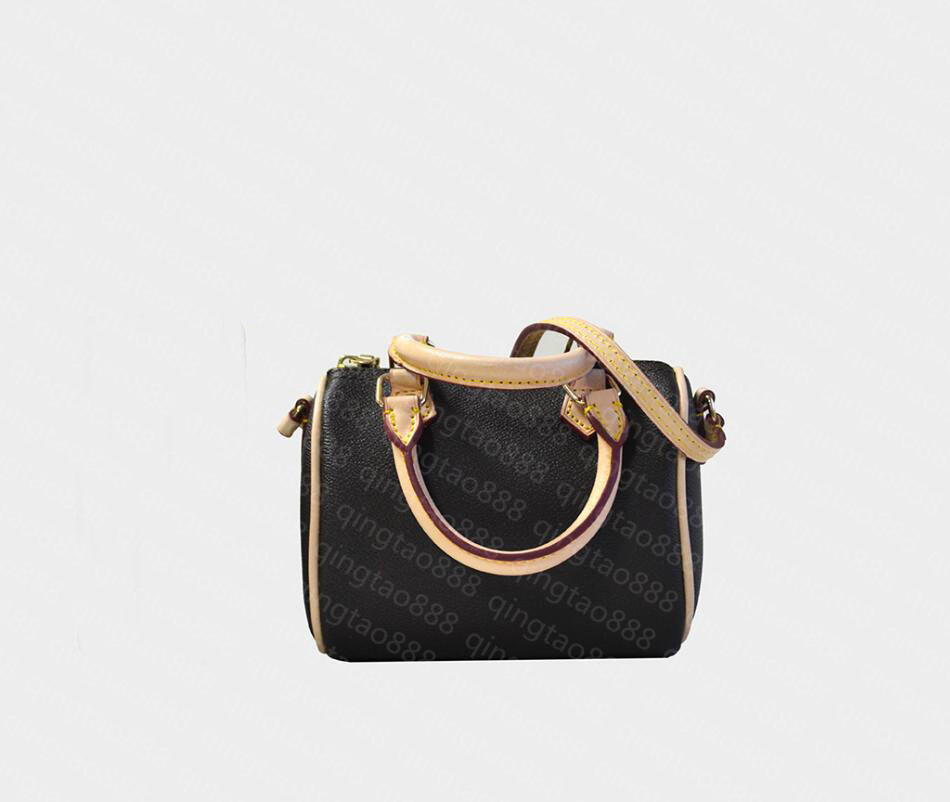 

Luxurys Designers Top quality crossbody mini Genuine Leather bags 16cm Handbag Nano Women Fashion Designer cross body Boston Shoulder Messenger Oxidization bag, Brown flower