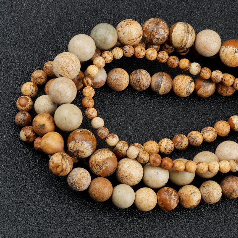 

Other Natural Matte Picture Jaspers Stone Round Loose Spacer Beads 4/6/8/10mm Pick Size For Jewelry Making DIY Bracelets Accessories