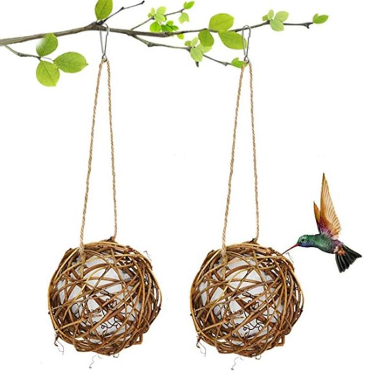 

Hummingbird Nesting Swing Bird Hanging Toys Hand-woven Rattan Globe Parrot House With Cotton Puppy Small Pets Cages