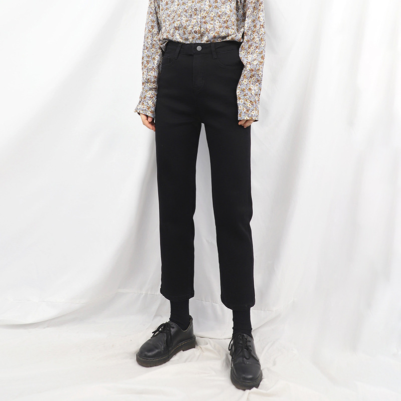 

Women's Jeans High Waist Black Straight Spring 2021 Loose and Thin Pipe Pants Large Size Fat Mm, Blue