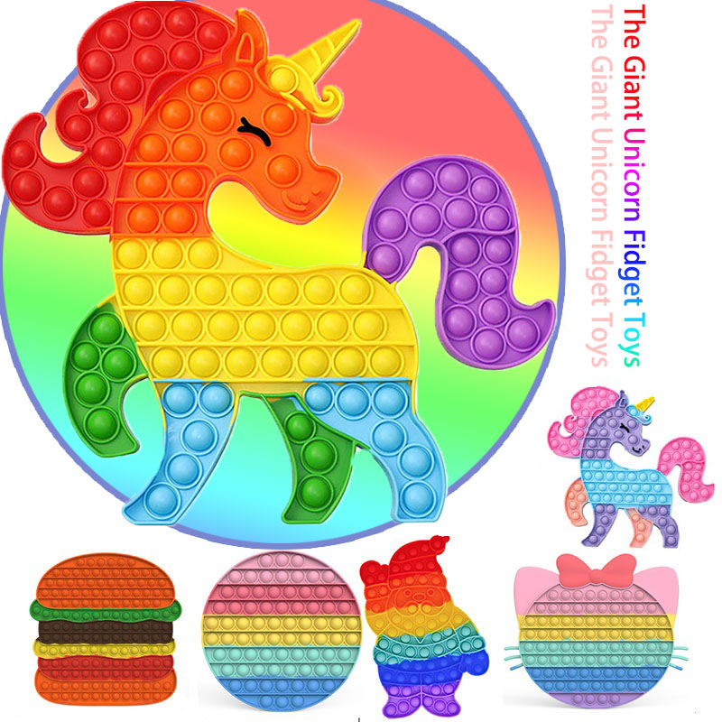

Giant Unicorn Fidget Toys XXL Push It Hamburger Santa Claus Antistress Bubble Figet Toy for Children Kawaii Christmas Gift
