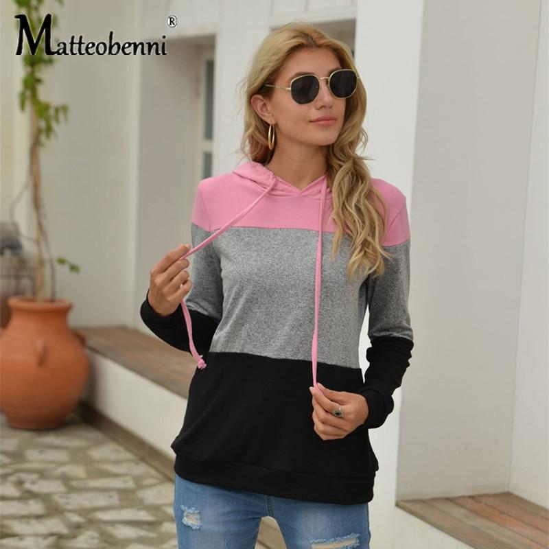 

Women' Hoodies & Sweatshirts Fashion Long Sleeve Color Block Hoodie Casual Loose Comfortable Sweatshirt Womens Hooded Autumn 2021, Yellow