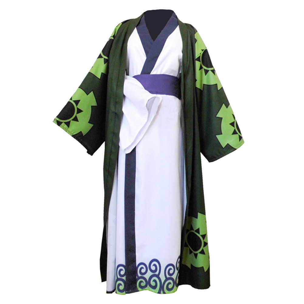 

One Piece Roronoa Zoro Cosplay Costume Kimono Robe Full Suit Halloween Carnival G0913, Black