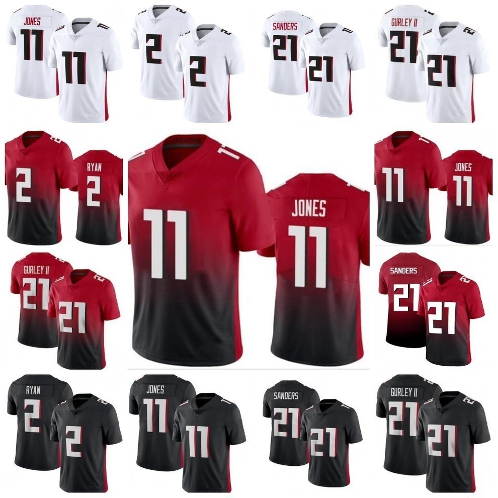 

11 Jones 21 Gurley II Jersey 2 Ryan 21 Sanders Football Jerseys Stitched, Black;red