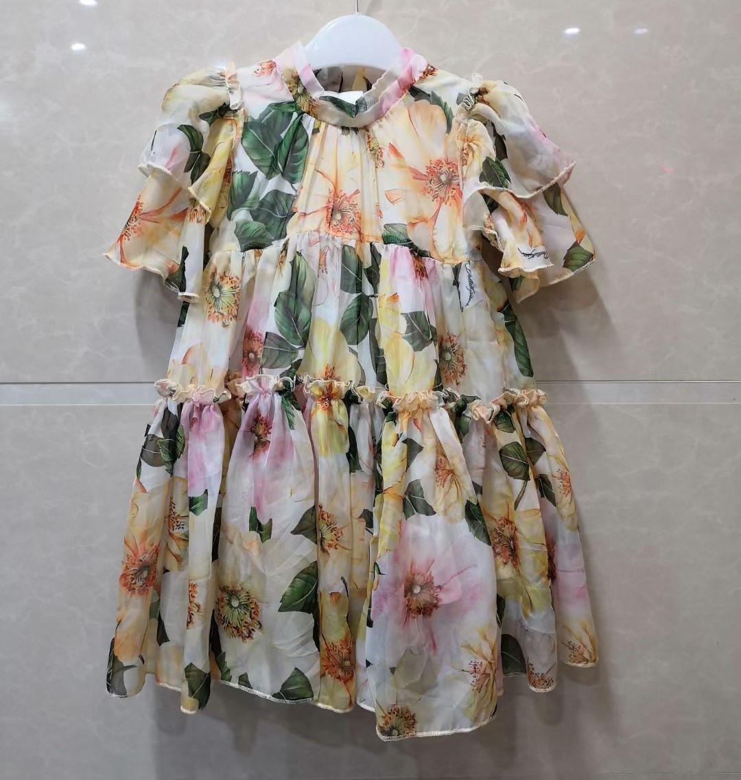 

Children Girl Dress Summer Clothing short Sleevele Flower Kids Dresses for baby Clothes girls dresses, White