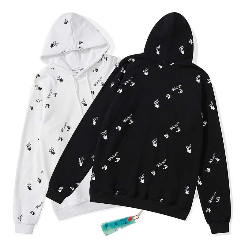 

hoodies2021 autumn / winter off new full print finger casual couple's wear men's and women's loose cotton Hoodie, White