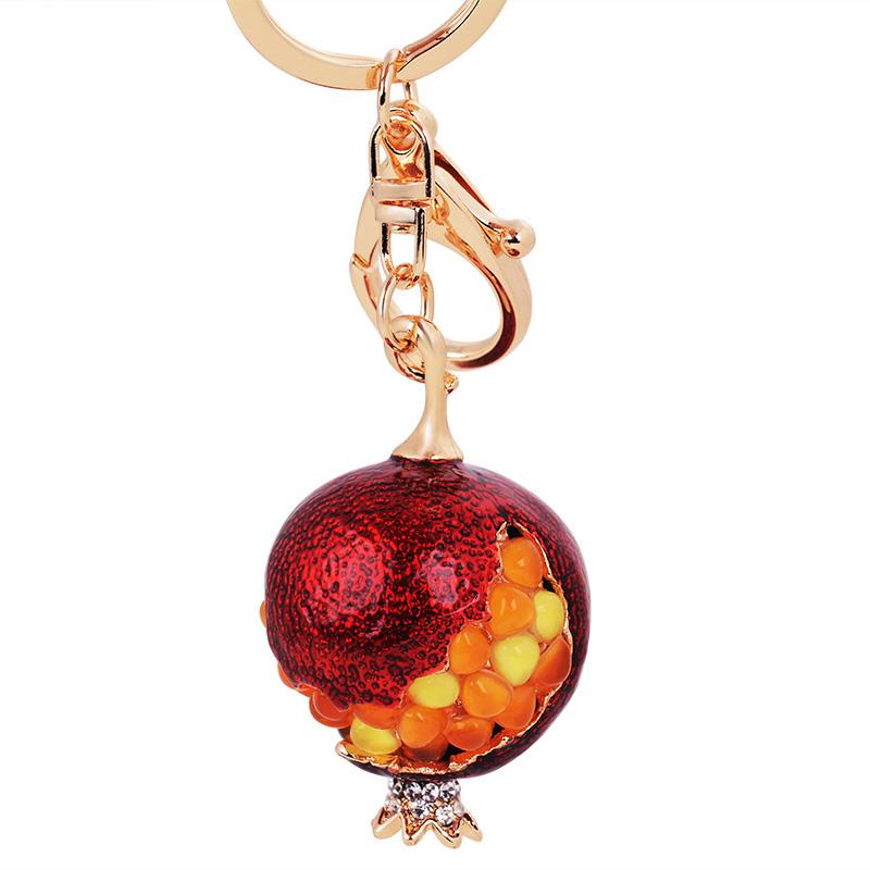

Keychains Pomegranate Opal Keychain Lady Creative Key Pendant Jewelry Style Alloy 2021 Trendy Unisex Gold-color