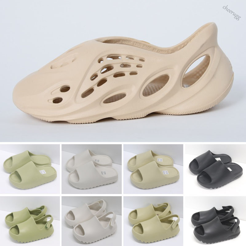 

2021 Fashion EVA Foam Runner Kan Slides Toddlers Infants Kids Childrens Slippers Triple Red White Black Desert Sand Bone Resin Sandals, Color 9