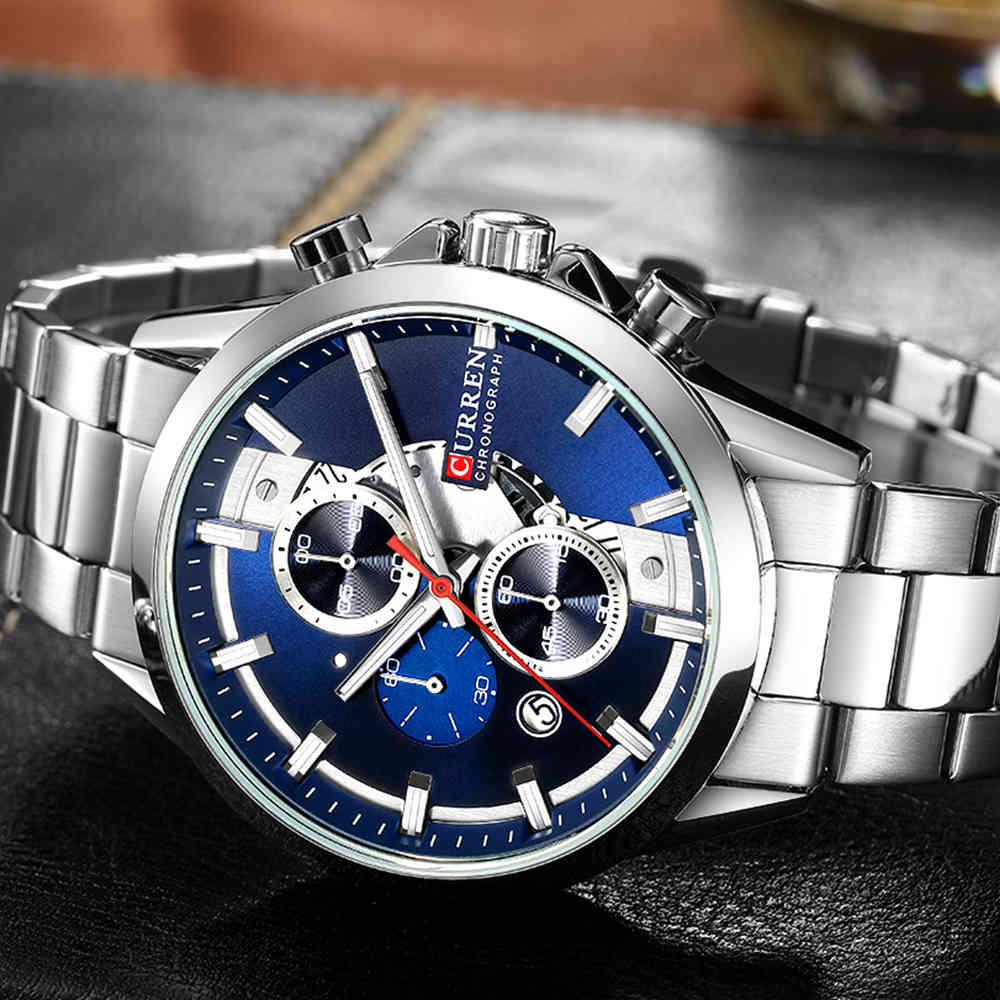 

CURREN Fashion Design Men Watches Luxury Brand Mens Watch Casual Sport Wristwatch Chronograph Stainless Steel Waterproof Clock 210517, Black rose