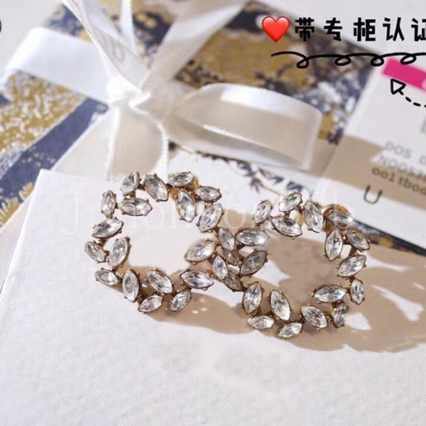 

CD silver gold snap statement charm crystal earring jewelry Brand by fashion Designer Gifts for Women Girls with original box DD023, Golden