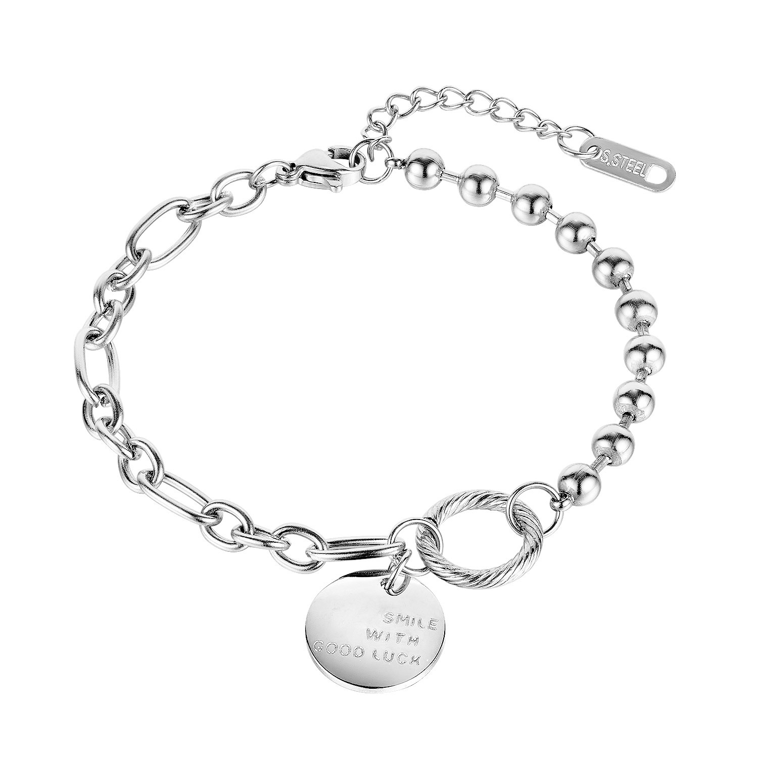 

CL-25 Factory direct bracelet sales net celebrity vibrato with the same cross-border fashion personality Luck lucky titanium steel ladies je, Golden;silver