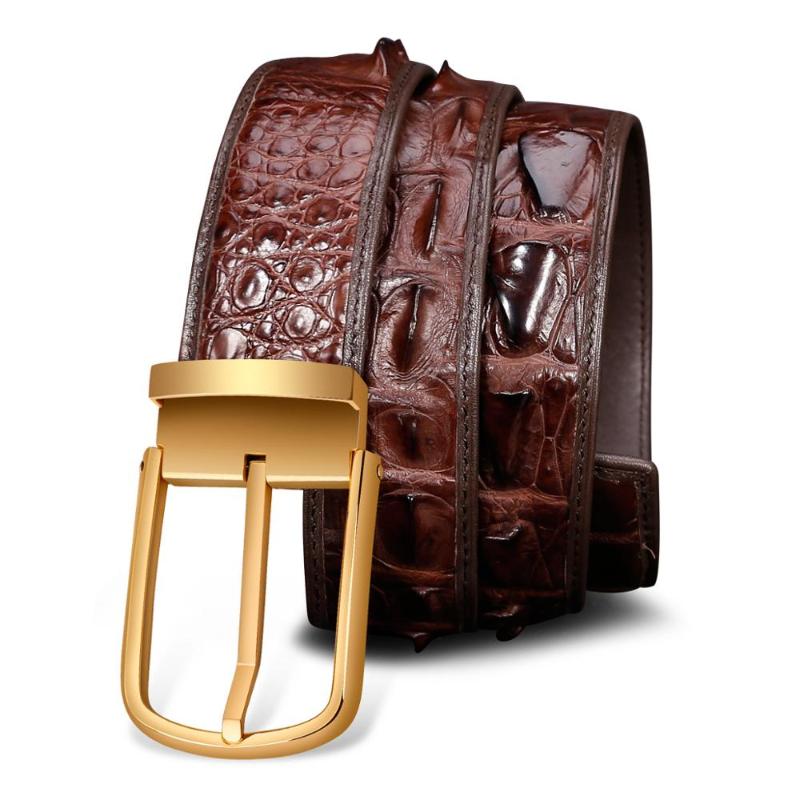 

Belts MVA Crocodile Leather Belt Genuine Mens Stainless Steel Buckle For Men Pin Boys Pans, Black