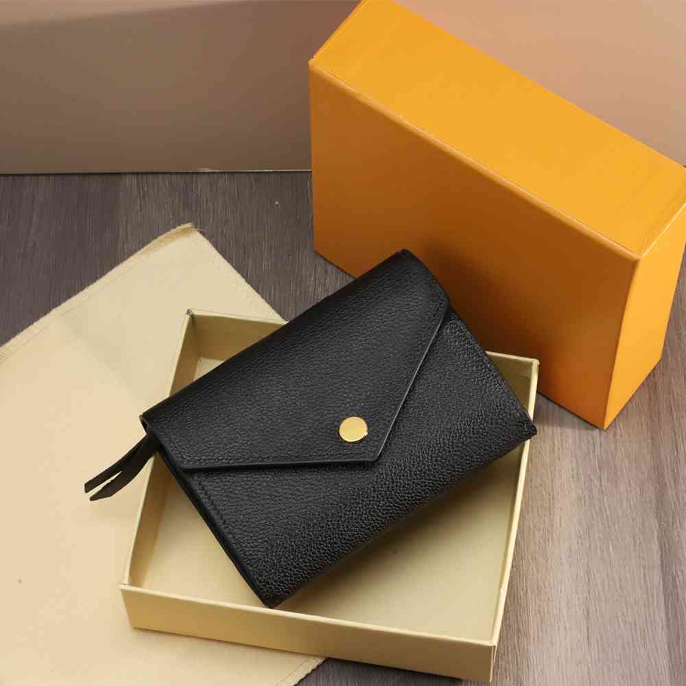 

Top Quality Ladies Fashion Folding Wallet 100% Genuine Leather Cute Coin Purse Women's Credit Card Holder With Box 75% Off Factory Store Sale, Red;black