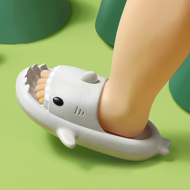 

Summer Fashion Fun Shark Slippers Baby Boy Beach Shoes Soft Bottom Non-slip Hole Girls Toddler Kids Sandals, Black;grey