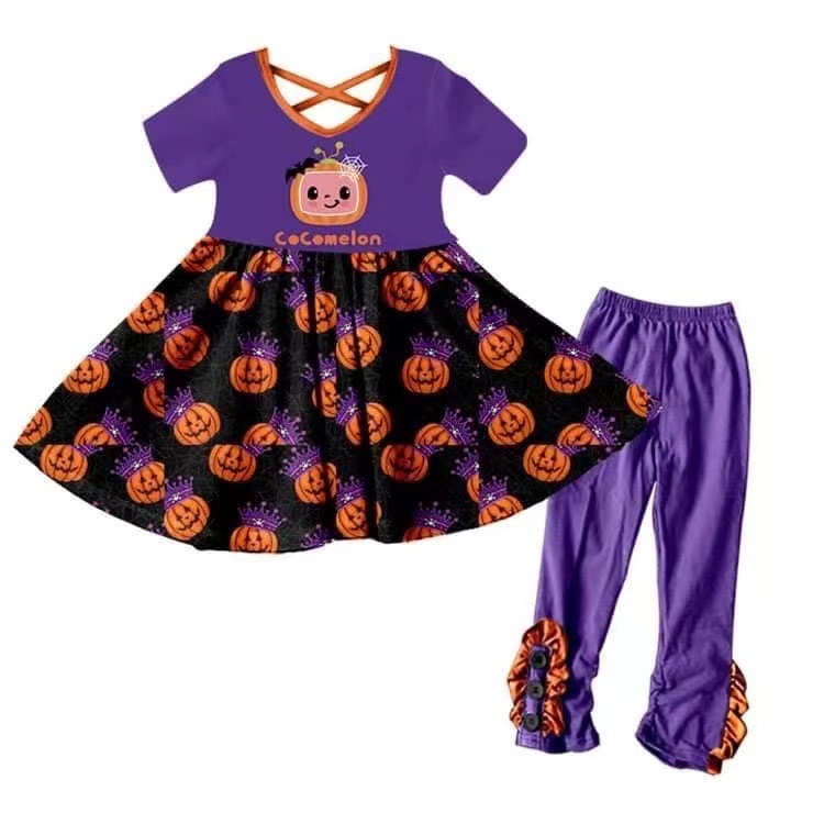 

Summer suit cartoon character sets high quality wholesale children clothes cute and boutique for girls, As picture