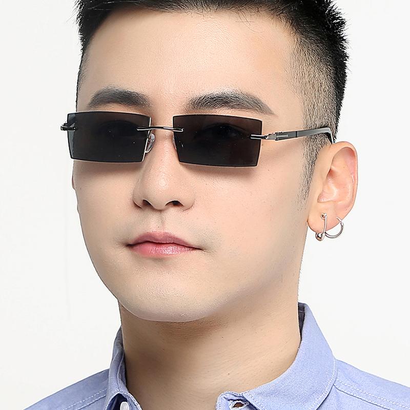 

Sunglasses Vazrobe Rimless Polarized Male With Optical Myopia Sun Glasses For Men Driving Shades Frameless Black Brown Lens