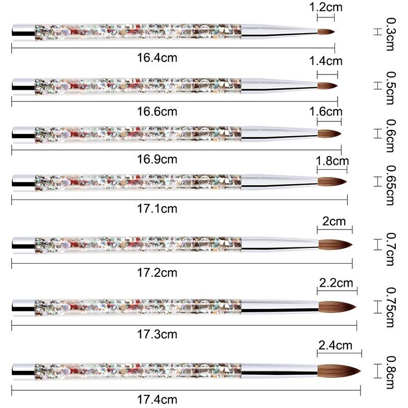 

Nail Brushes 1Pc Rose Gold Kolinsky Sable Acrylic Brush With Liquid Flow Glitter Art For Tool