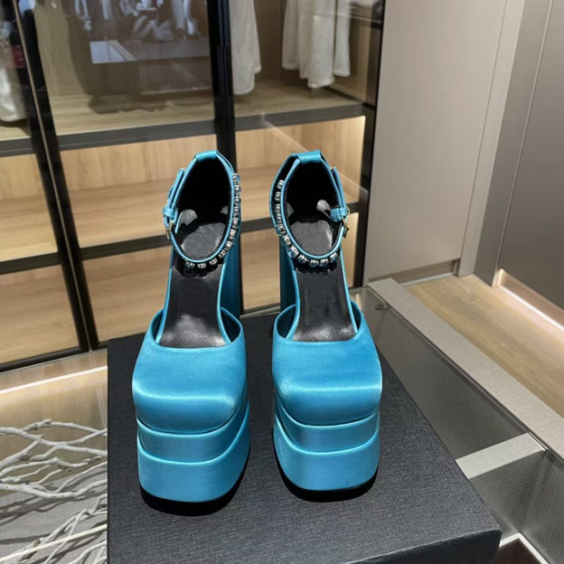 

Women's top open Dress Shoes back super high heels silk Rhinestone 15cm women party shoes oversized 35-42 original box, Pink
