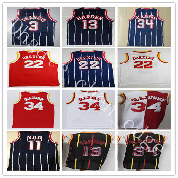 

Retro Basketball James 13 Harden Jerseys Stitched Vintage Hakeem 34 Olajuwon Tracy Steve 1 McGrady 3 Francis Yao Clyde 11 Ming 22 Drexler