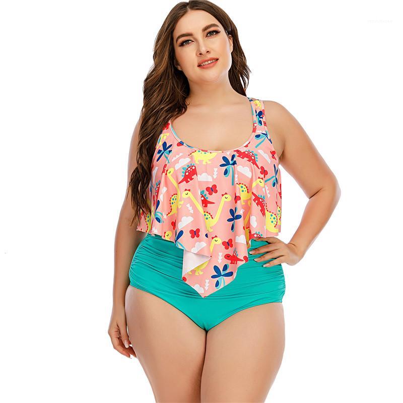 

Size Ladies Swimsuit Bikinis Print Panelled High Waist Womens Swimwear Bikini Fashion Casual Women Clothes 2021 Summer Plus, White;black