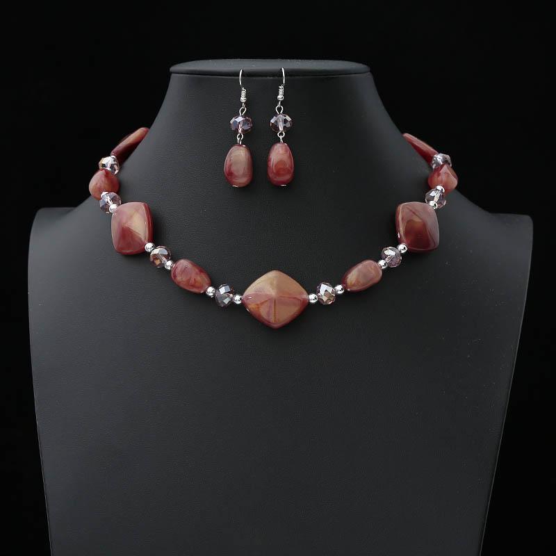 

Earrings & Necklace 2021 Acrylic Wedding Earring Sets Bridal Jewelry For Women Vintage Party Gift Fashion Jewellery, As pic