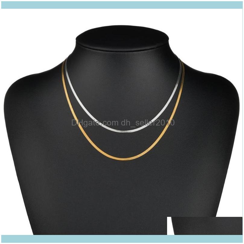 

Necklaces & Pendants Jewelrystainless Steel Choker Necklace Women Aessories Sier Color Flat Blade Chain Punk Gothic Chokers Jewelry Collier