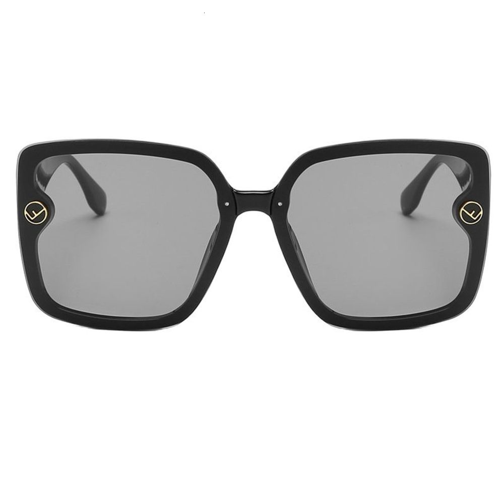 

2021 New Retro Large Frame Sunglass Women F Square Sunglass European and American Fashion Sunglass, White;black