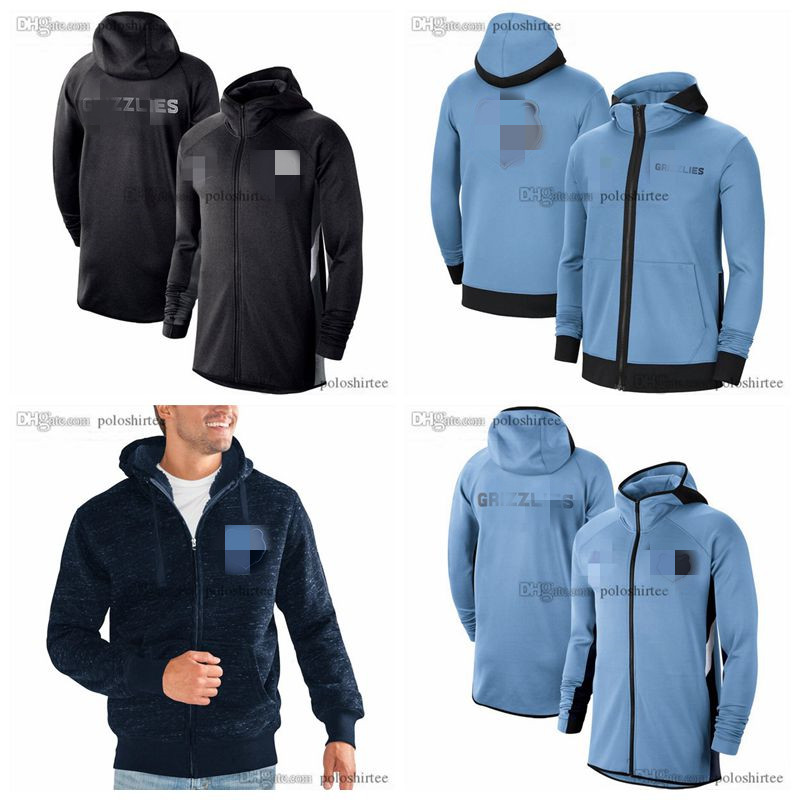 

Memphis's Grizzlies's Basketball Jersey Hoodies Sweatshirt Men 2022 Heather Authentic Showtime Therma Flex Performance Full-Zip Hoodie, Blue;black
