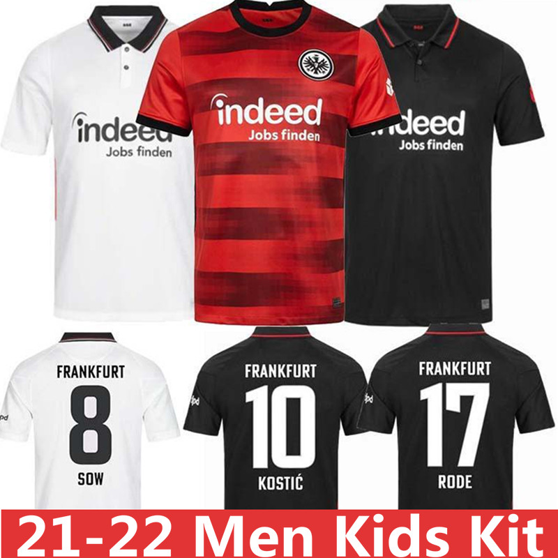 

21 22 Eintracht Frankfurt soccer jerseys Die Adler SOW HINTEREGGER KOSTIC JOVIC Younes Borré KAMADA RODE 2021 2022 third 3rd maillot de foot football shirt Men kids kit, Colour 3