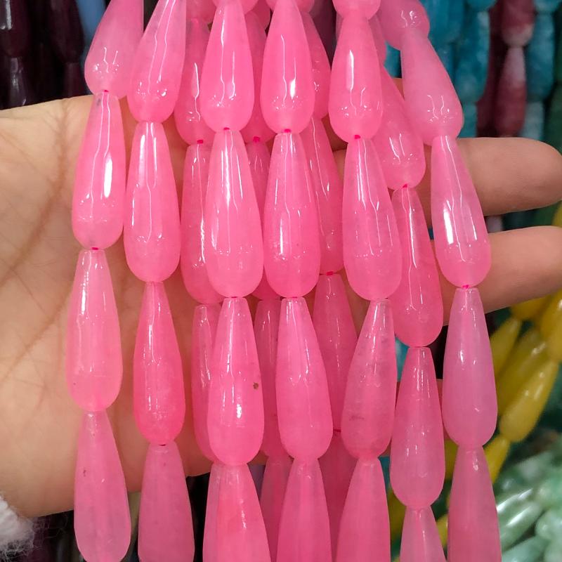 

Other 10x30mm Natural Faceted Pink Chalcedony Jades Stone Water Drop Loose Spacer Beads For Jewelry Making Diy Bracelet Earring