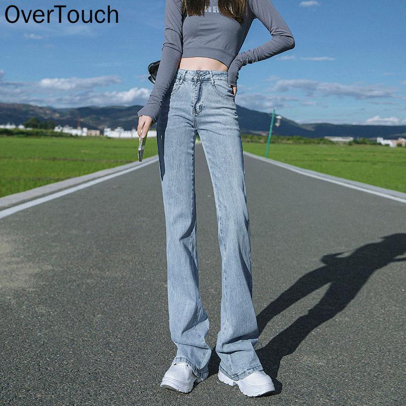

Women's Jeans Ovetouch 2022 Spring High Wasit Female Korean Fashion Stretched Denim Pants Ladies Casual Slim Trousers, Blue