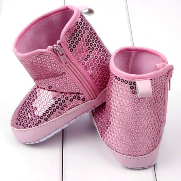 

First Walkers Autumn Infant Kids Baby Girl Fashion Sequins High Boots Soft Bottom Anti-slip Walking Shoes