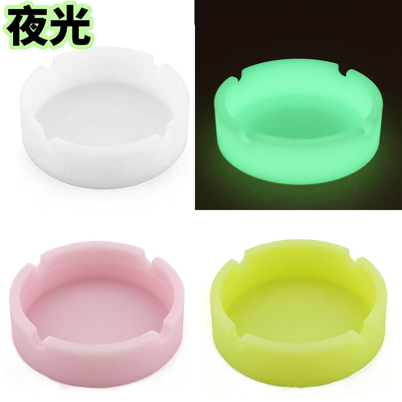 

Creative Soft round silicone ashtray camouflage mixed color luminous Ash tray Unbreakable Protable Antiscalding Cigarette holder