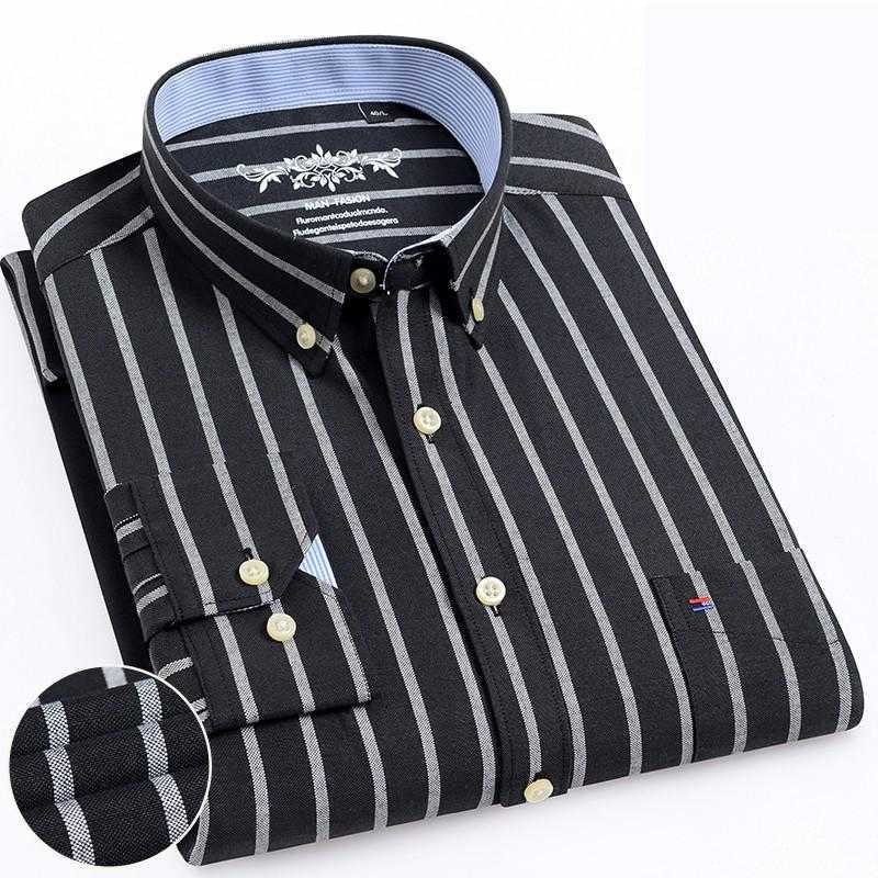 

Mens Long Sleeve Solid Oxford Dress Shirt Male Casual Regularwith Left Chest Pocket Tops Button Down Shirts 210628, 1006-72