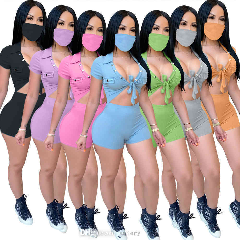 

Sexy Women Jumpsuits With Face Mask Summer Designers Onesies Button Strap Casual Rompers Sports Bodysuit Plus Size Workout Clothes, Purple