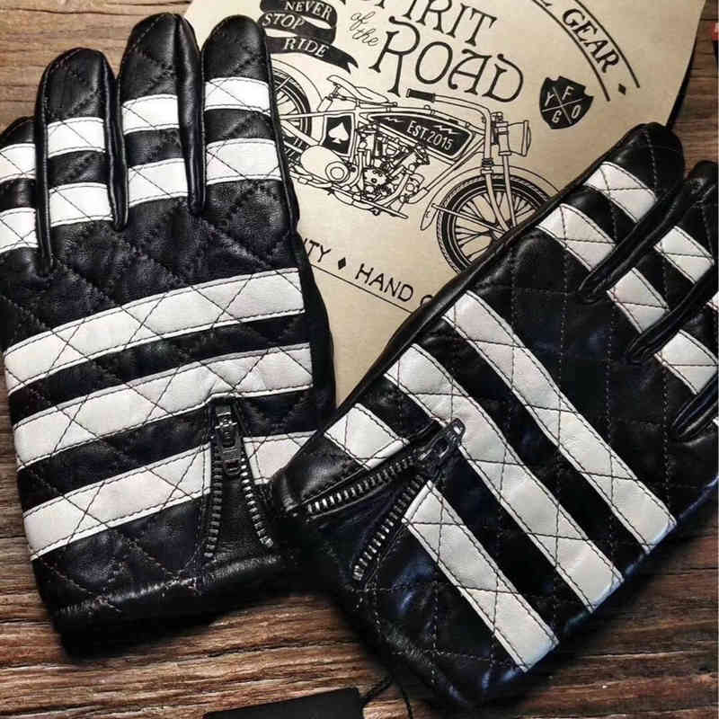 

Genuine Leather Prisoner Motorcycle Gloves Men's Cycling Winter Ridding Mitten S2144
