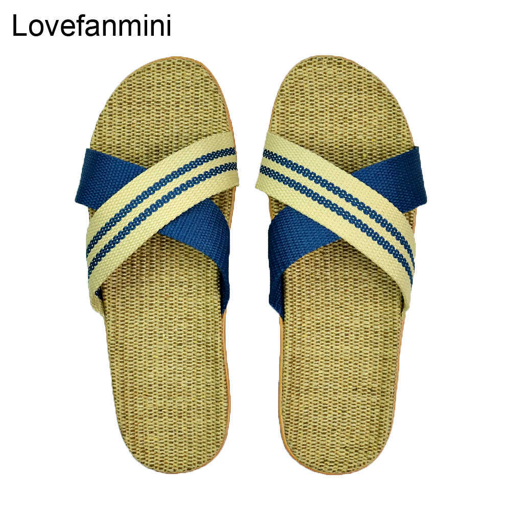 

Classic luxury Designer Natural linen slippers summer home indoor sandals men's women's unisex spring and autumn couples landing g, Black