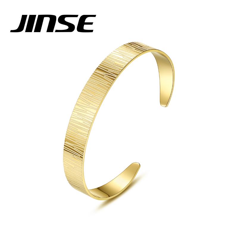 

Bangle JINSE Simple Brush Women Gold Metal Stainless Steel Cuff Bracelets For Fashion Jewelry Trendy Pulseira Men Gift