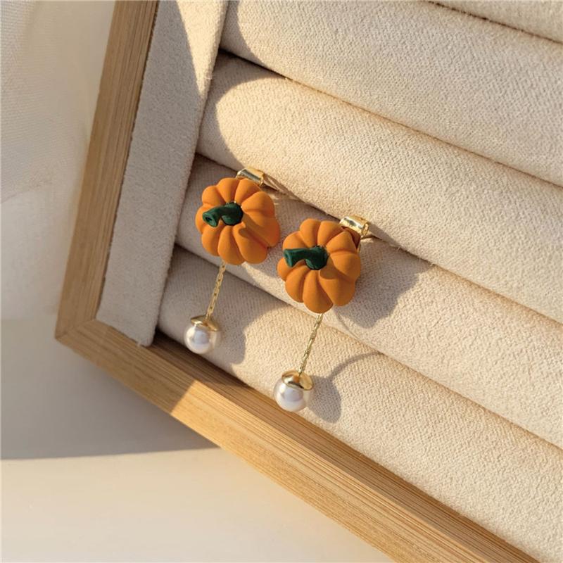 

Stud Han Edition Earrings Fashionable Individual Character Creative Design Pumpkin Shape Women's Lovely Jewelry Gifts, Golden;silver