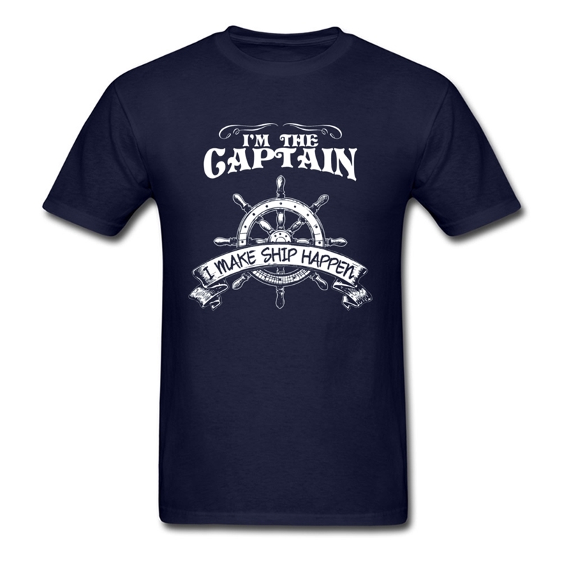 

Pirate T Shirt Men I'm The Captain I Make Ship Happen T-Shirt Custom Design Male Clothes Navy Blue Tops 210707, No print price