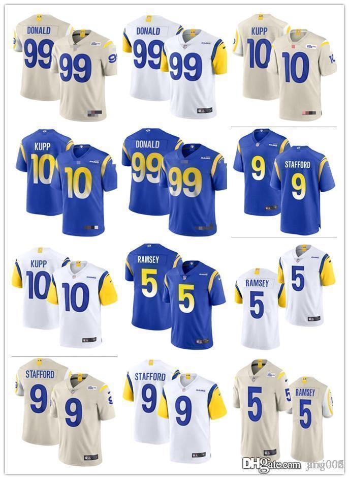 

Men Women Youth LosAngelesRams9 Matthew Stafford 10 Cooper Kupp 99 Aaron Donald 2 Robert Woods 5 Jalen Ramsey Football Jer, Black;red