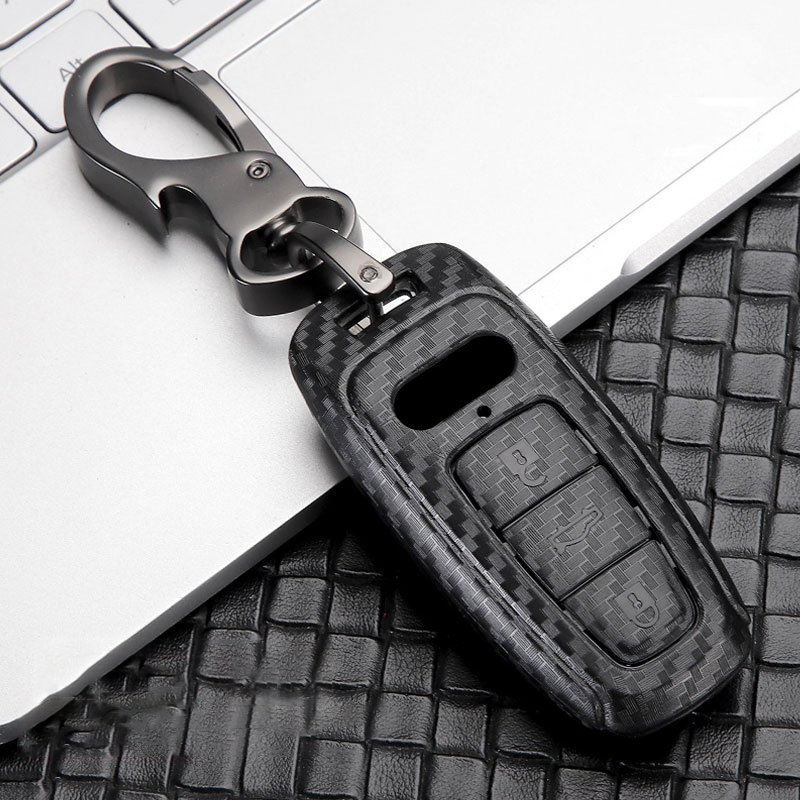 

ABS Carbon Fiber Car Key Case Cover For A3 A4 B9 A6 C8 A7 S7 4K A8 D5 S8 Q7 Q8 SQ8 E-tron 2018 2019 2020 2021 Accessories, Black