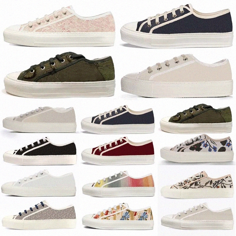 

2021 Luxurys shoes Walk 'n' Oblique women designers Sneake Gray Black White Embroidered Fashion Cotton n Rosa Mutabilis Trainer, 16