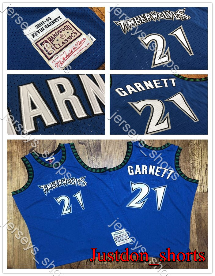 

Mens Retro Minnesota Timberwolves Shirts Kevin Garnett 21 Mitchell&Ness 2003/04 Stitched Hardwoods Classics Basketball Jerseys, Black;red