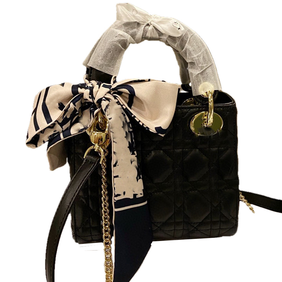 

Classic Diamond Lattice shoulder Bags Clutch totes with Bow fashion crossbody Handbags handle with scarf vintage Plaid multi pochette coins