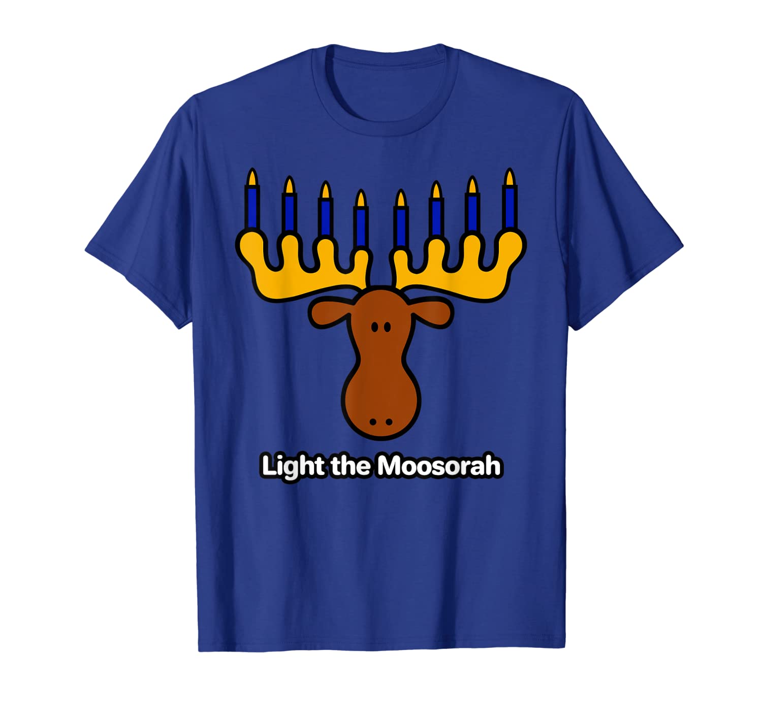 

cute moose menorah funny jewish hanukkah t-shirt, White;black