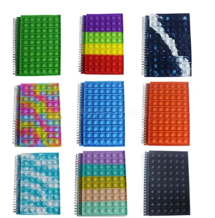 

UPS ship 11 Colors Fast Delivery Hot Fidget Silicone Toy A5 Notebook 50 Pcs Papers School Office Bubble It Decompression Toys Christmas wholesale
