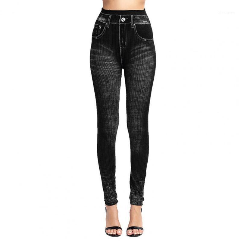 

Women's Pants & Capris Imitation Jeans Leggings Printed Super Elastic Women High Waist BuLift Skinny Cropped Streetwear Regular 2021, Black