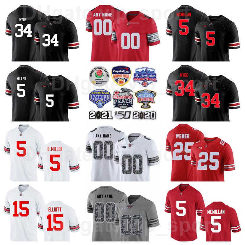 

NCAA Ohio State Buckeyes College 15 Ezekiel Elliott Jersey Football 5 Raekwon McMillan 3 Michael Thomas Braxton Miller 34 Carlos Hyde 17, Red